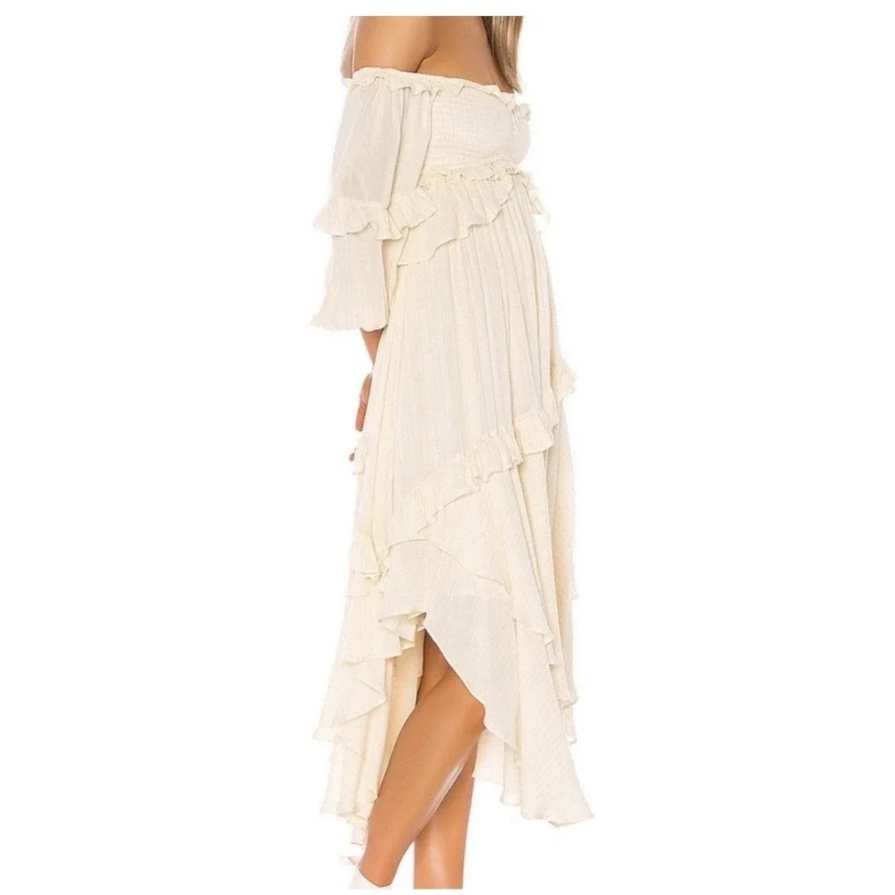 NWT Free People Spell & the Gypsy Clementine Maxi Dress Sz MED Boho Cream‎ Gold